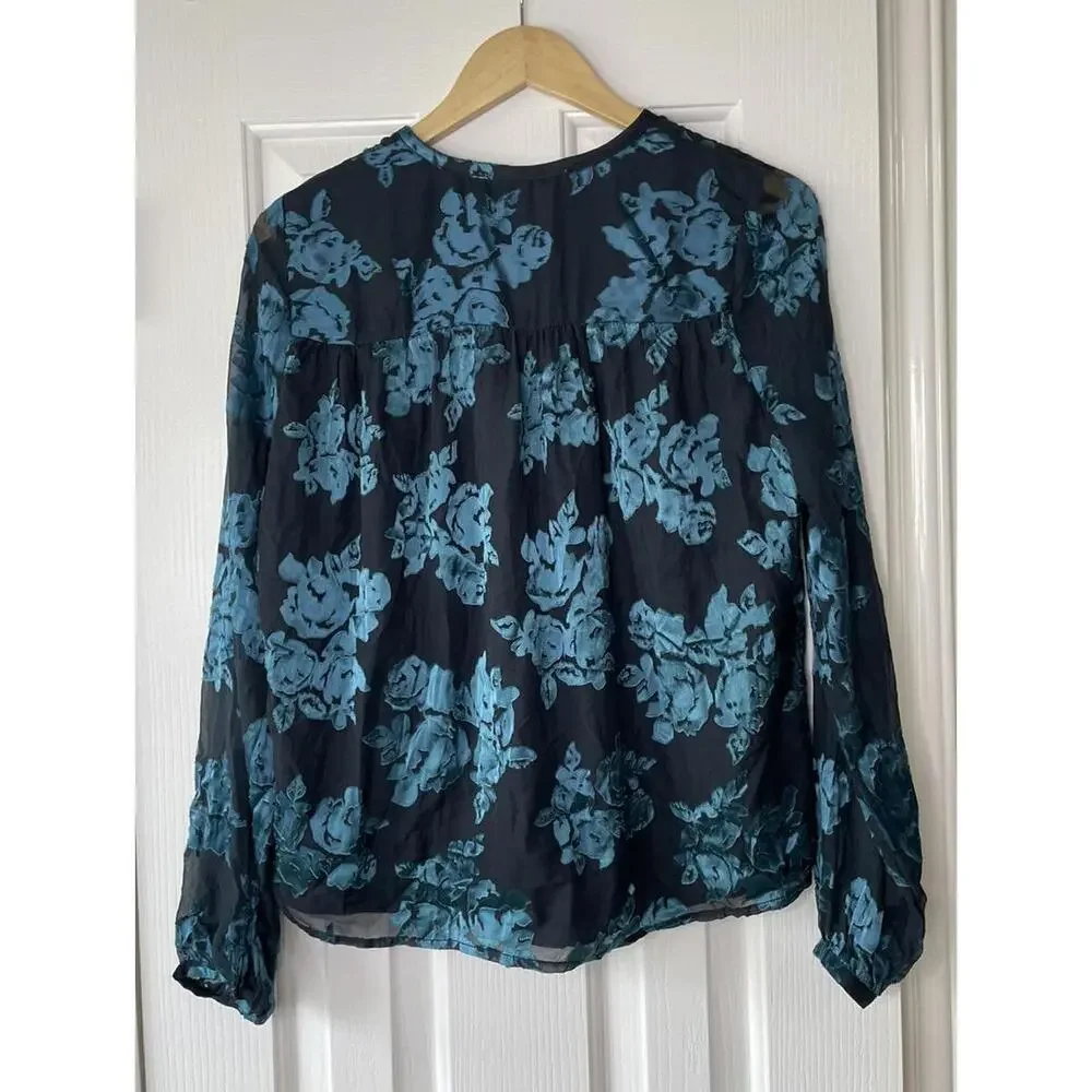 Lovers & Friends Women’s Lace Trim Long Sleeve Floral Blouse Top Size Medium - Picture 3 of 9